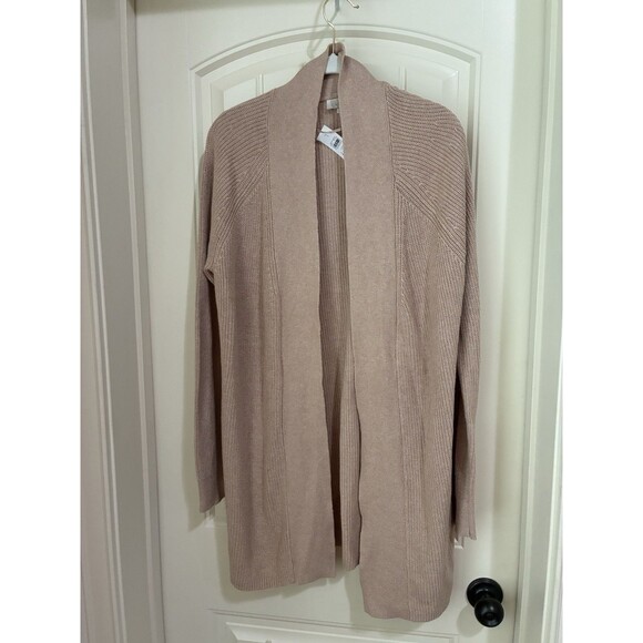 Loft Womens LARG Long Tan Camel Cardigan Sweater Open Front NWT - Picture 1 of 2